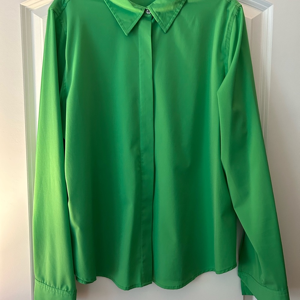Silky green button down size L